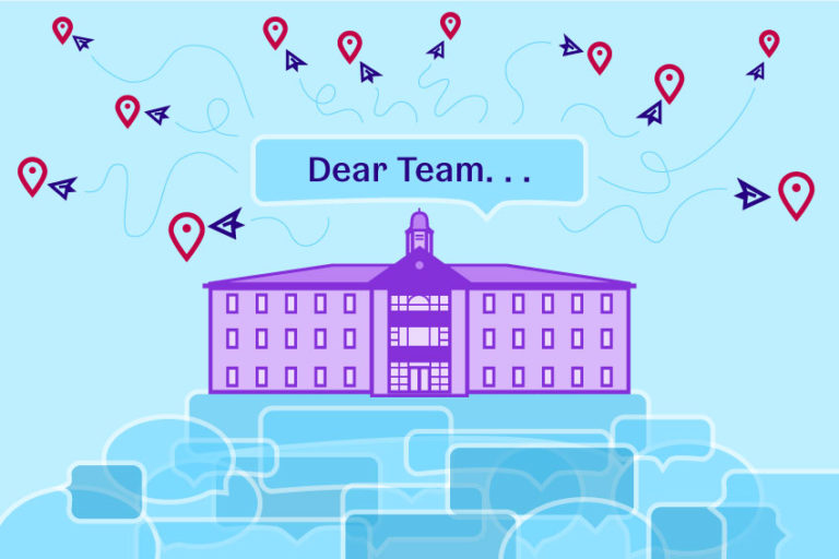 传达企业发送信息的冠状病毒图像